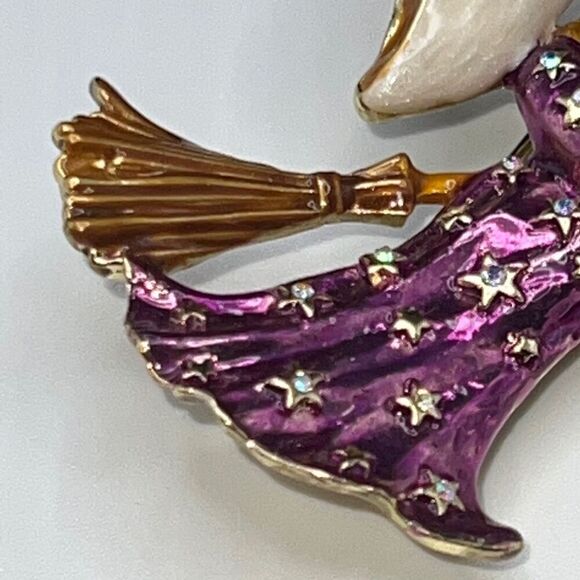 KIRK'S FOLLY BROOCH / CLIP PENDANT Lilac Purple  STELLA BY STARLIGHT WITCH Gold - Picture 6 of 13